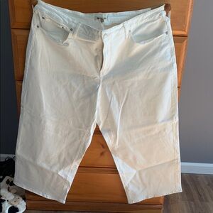 Madewell white wide leg crop jean